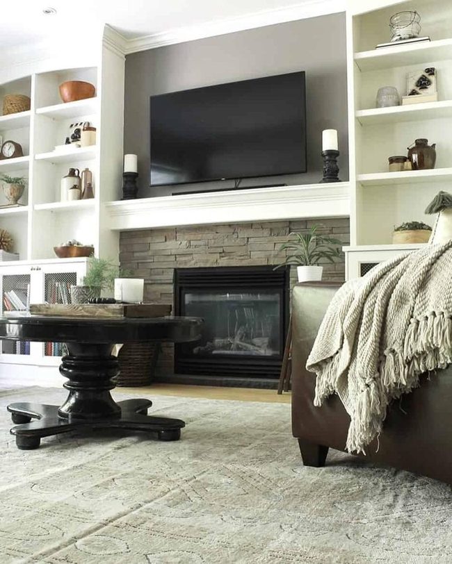 Black Round Table, Stone Fireplace Drama