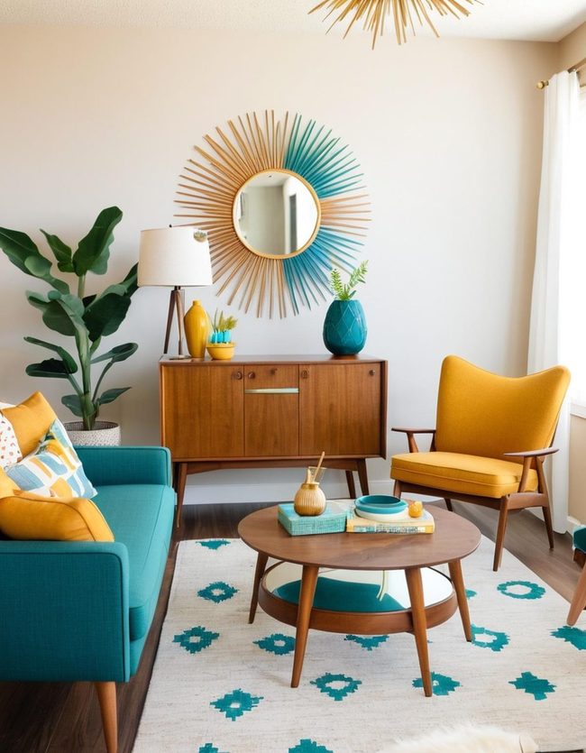 Tapered Legs and Teal Accents