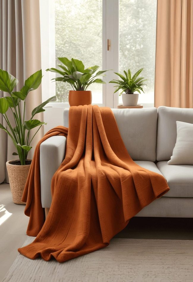 Burnt Orange Throw Blanket Layer