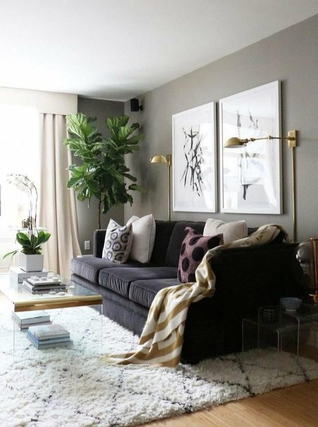 Monochrome Art Above Gray Seating