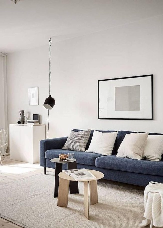 Deep Blue Sofa Manhattan Living Room