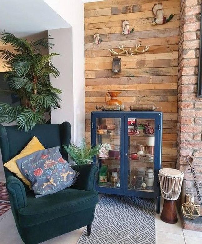 Green Armchair, Brick, Wood