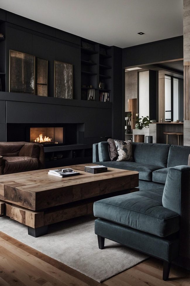 Dark Leather Sofa Statement Piece