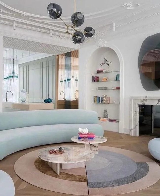 Light Blue Curves And Marble Elegance