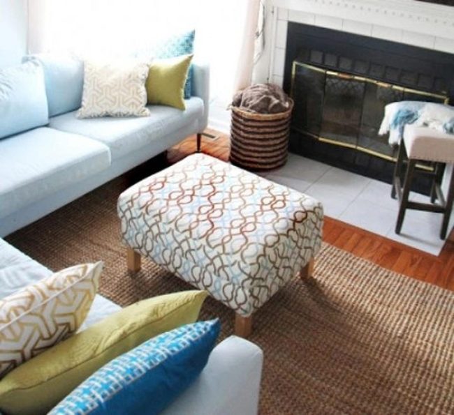 Light Blue Couches With Geometric Cushions