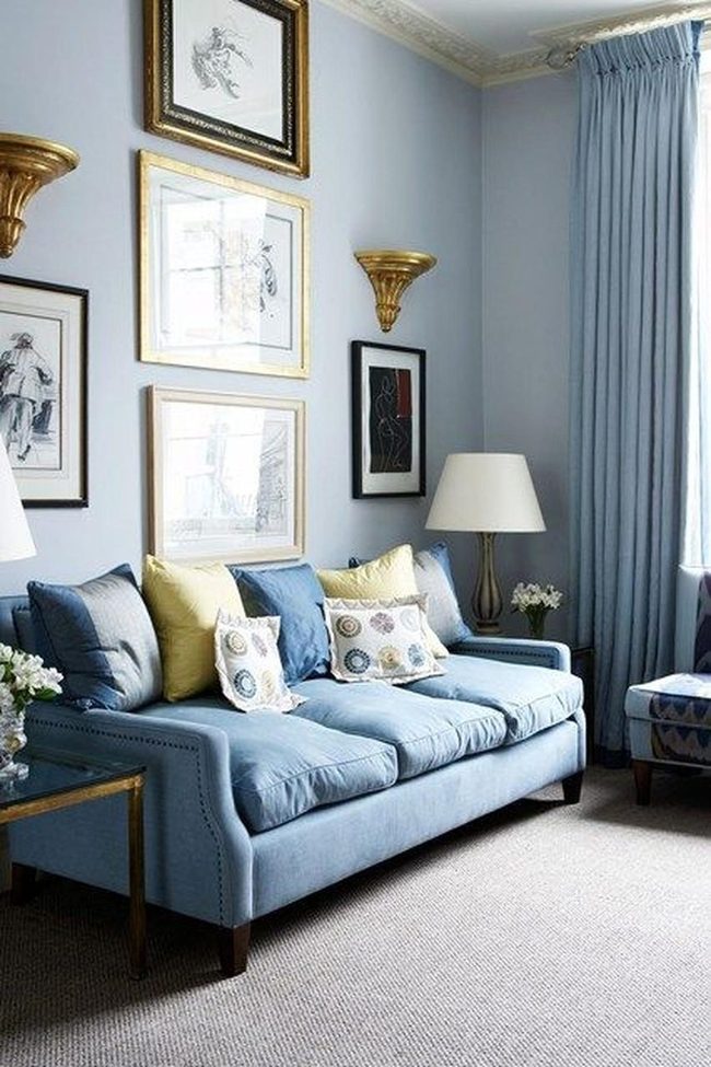 Light Blue Walls Yellow Pillow Accents