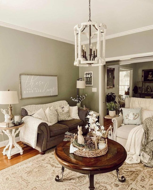 White Caged Chandelier Neutral Living