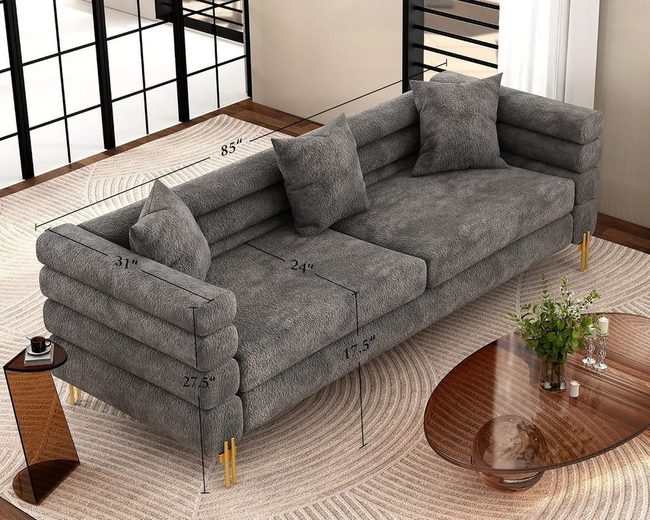 Dark Grey Sofa Gold Legs