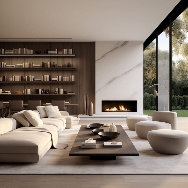 Cream Fireplace Living Room Sophistication