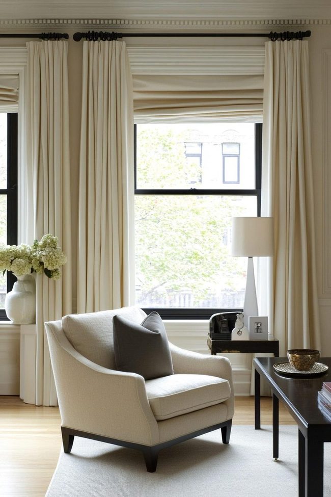 Grey Walls Unified With Coordinating Curtains