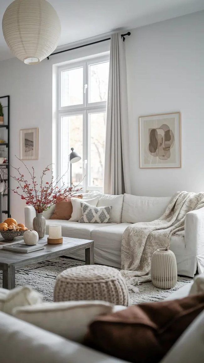 Light Wood Floors With Fall Botanicals
