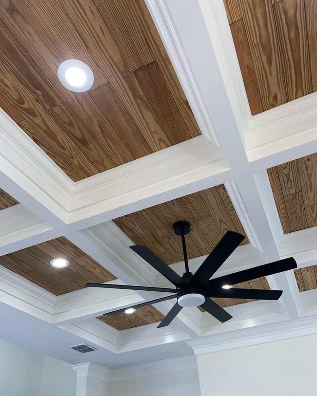 Warm Wood Coffered Ceiling Design