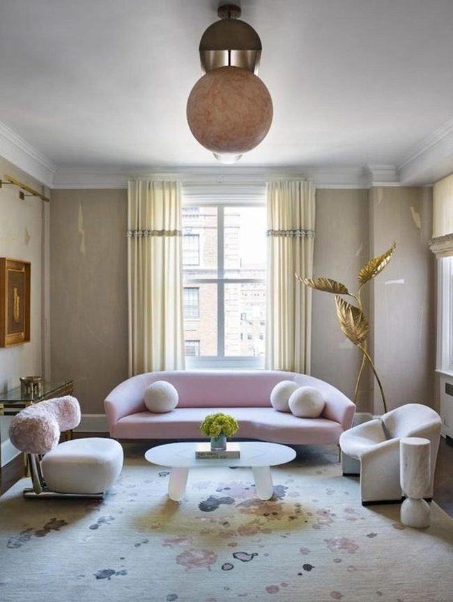 Pale Pink Scandinavian Living Space