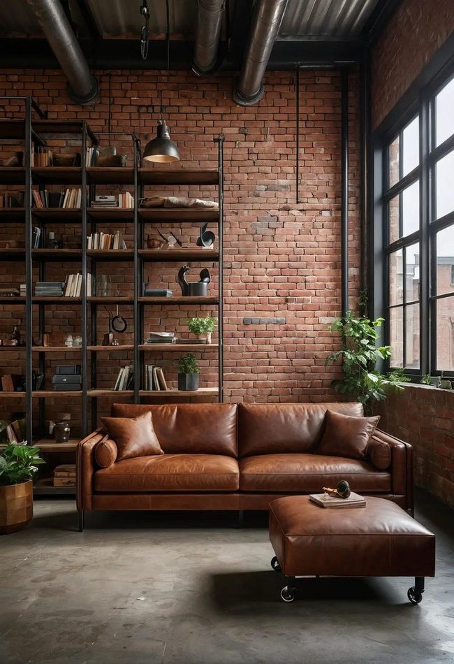 Brown Leather Meets Steel Pipes