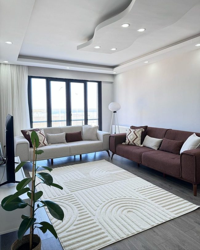 Sunlit Brown And Cream Living Room