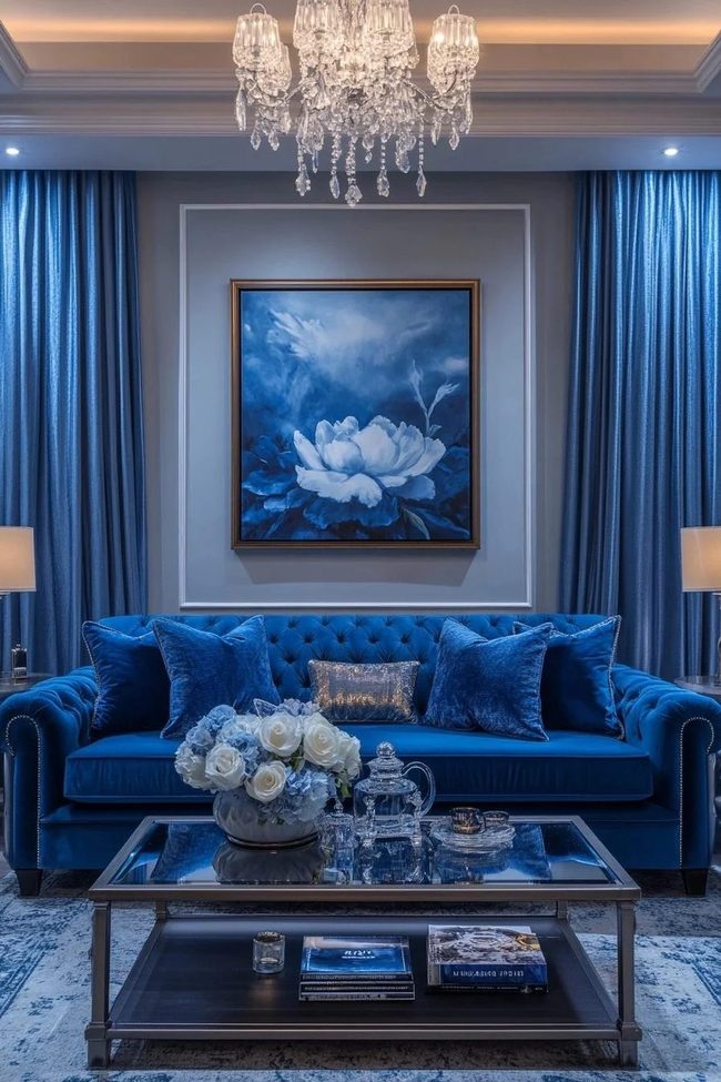Deep Blue Velvet Luxury Lounge