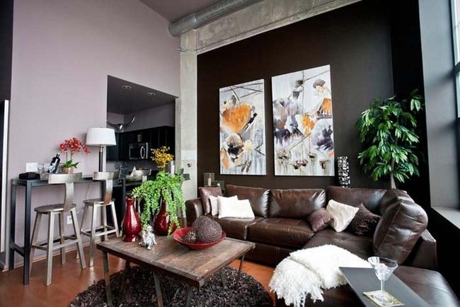 Black Walls Brown Leather Contrast