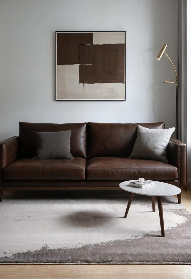Dark Brown Sofa, Minimal Statement