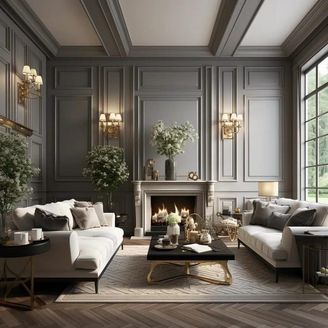 Painted Ceiling Moldings And Wainscoting