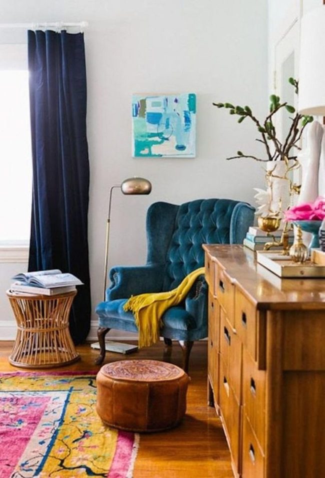 Blue Armchairs And Wooden Warmth