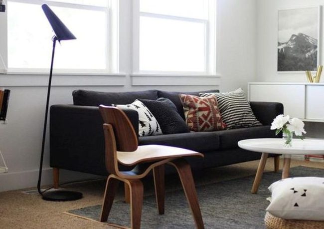 Bright Windows, Gray Sofas, Mountain Views