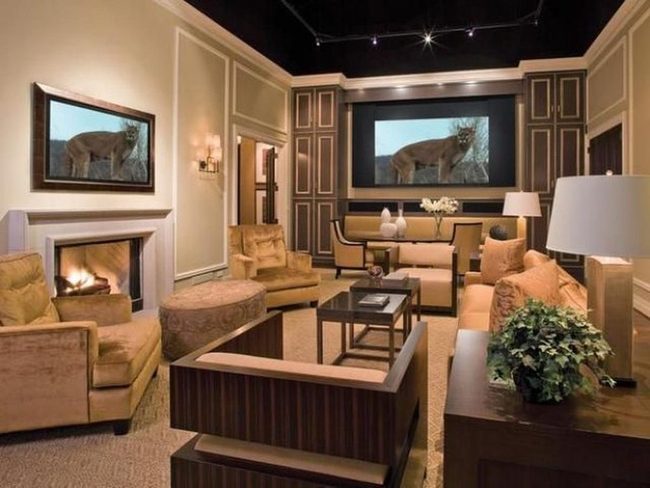 Beige Living Room With Fireplace Focal Point