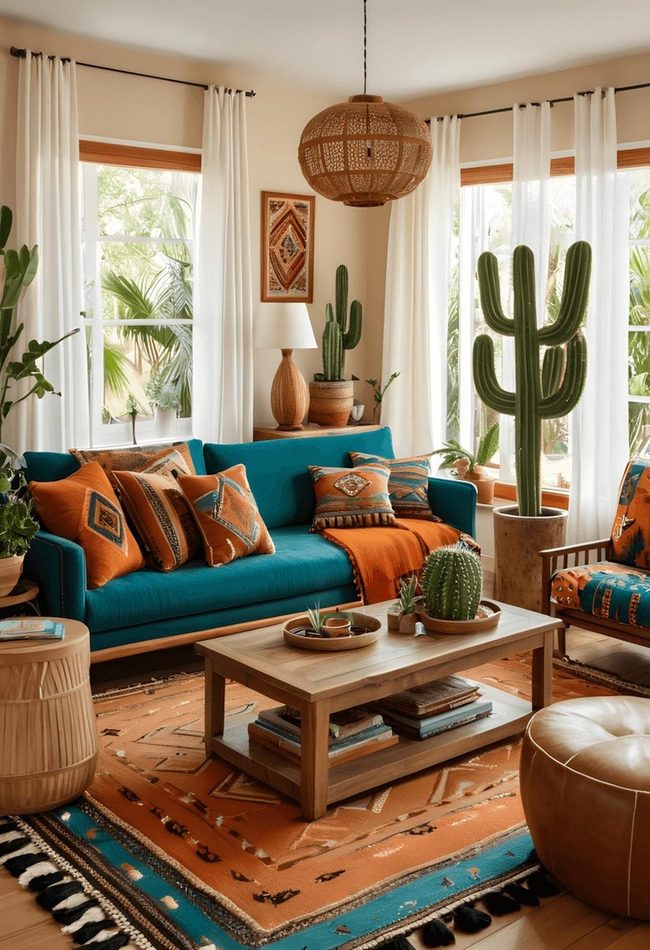 Burnt Orange Boho Pillow Layers