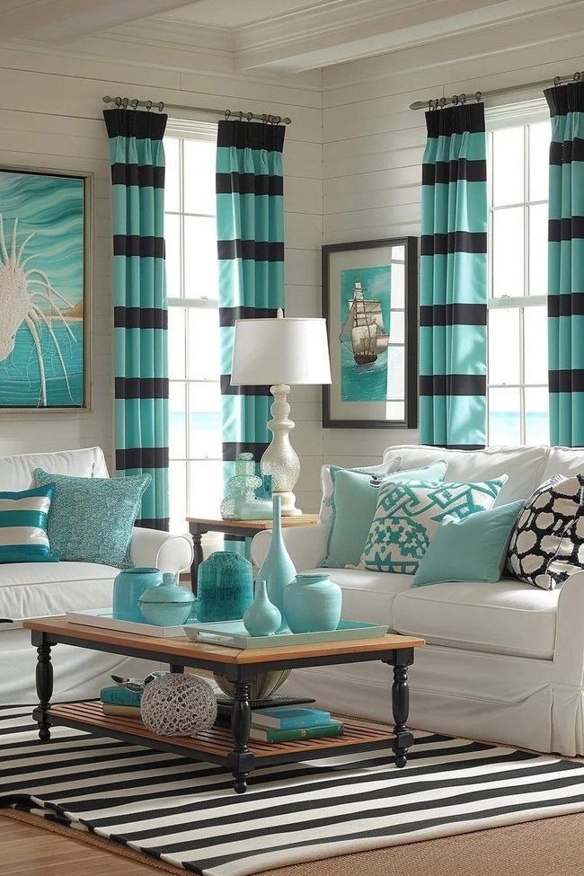 Blue And White Striped Coastal