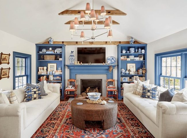 Deep Blue Bookshelf Statement