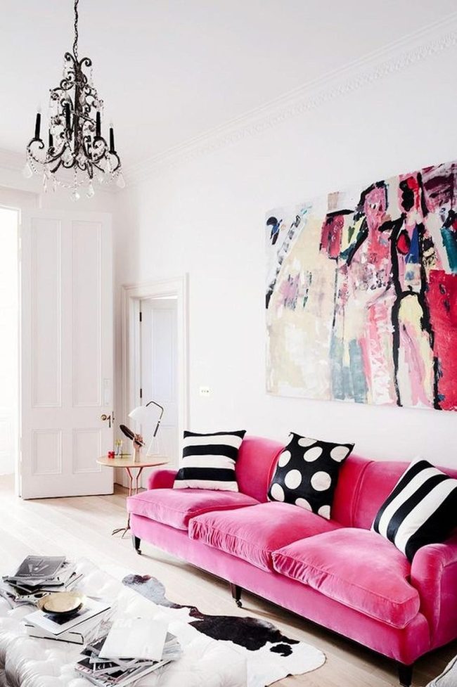 Pink Sofas Meet Modern Art