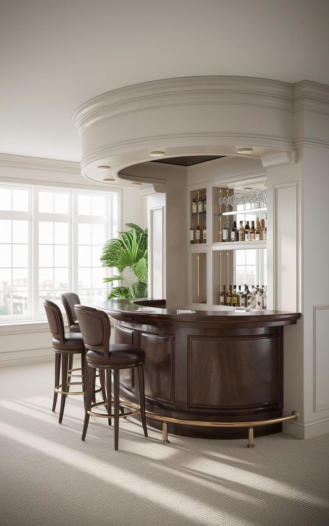 Built-In Bar Counter With Stools