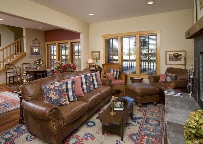 Rich Brown Leather With Beige Walls