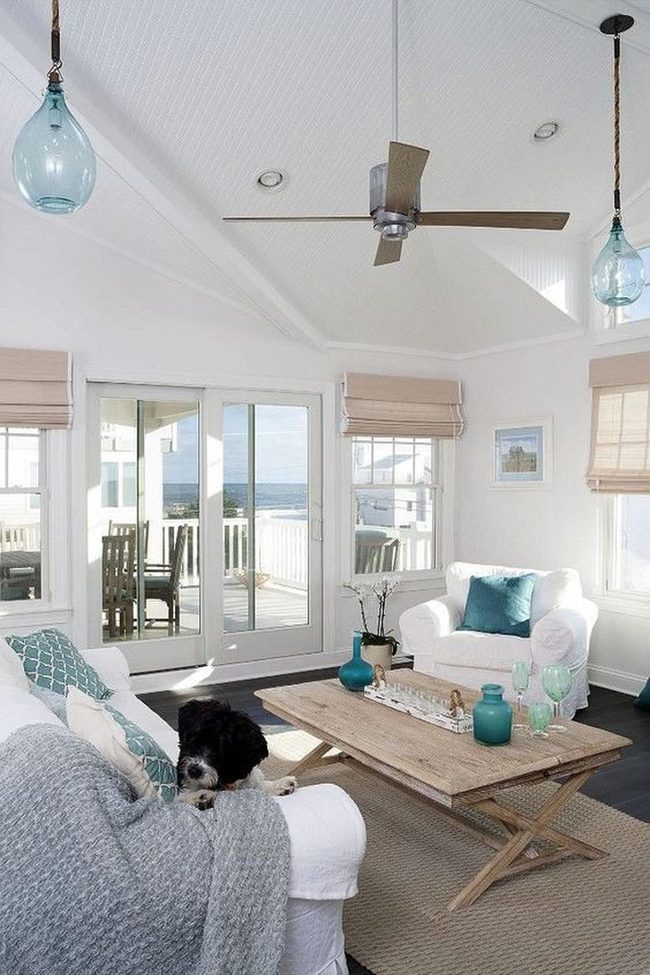Sunlit Modern Space With Blue Accents