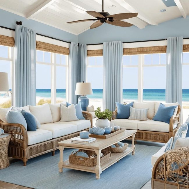 Soft Blues and Sandy Neutrals
