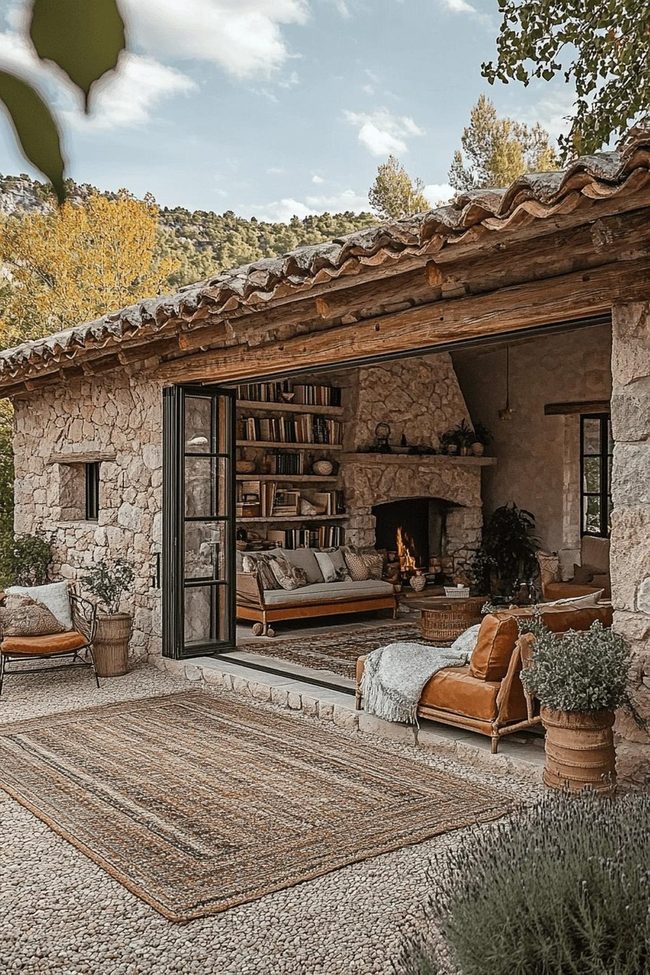 Rich Oak Cabin Seating Area