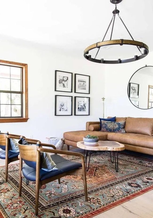 Wooden Chandelier Anchors Modern Living