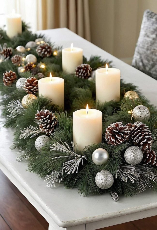Frosted Pine Garland With Twinkling Lights