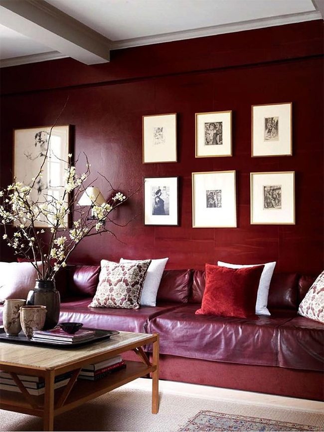 Red Walls With Monochrome Art