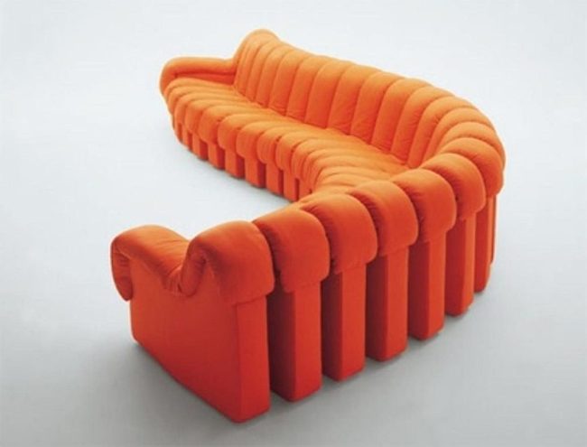 Curved Orange Statement Sofa
