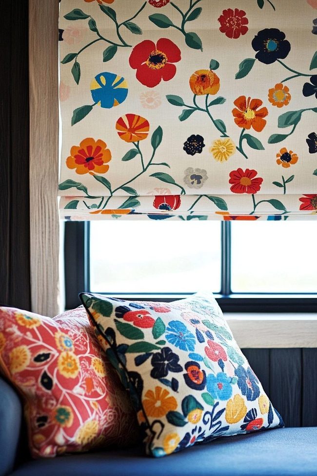 Black And White Graphic Roman Blinds