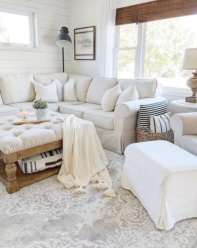 Cream Couch Sunlit Living Room