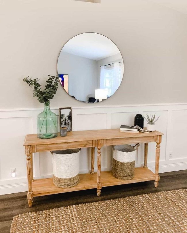 White Wainscoting Meets Natural Wood