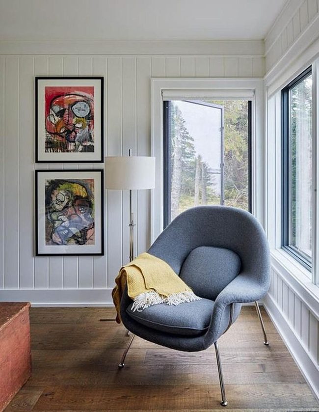 White Walls Yellow Blankets Gray Chair