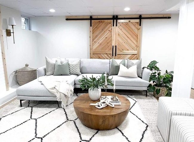Natural Wood Drum Table Focal Point