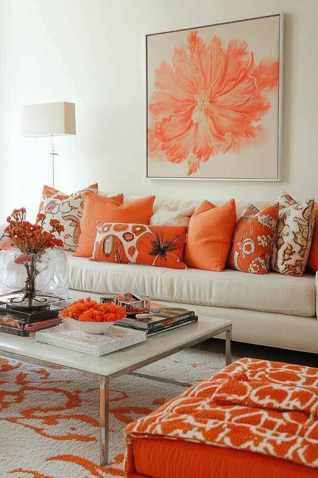 Burnt Orange Velvet Pillow Accents