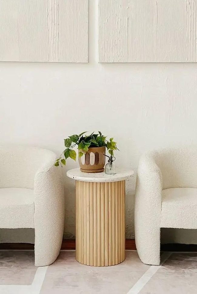 White Chairs, Wooden Table, Green Simplicity