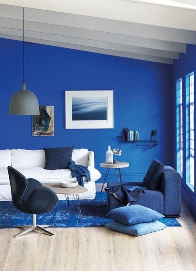 Bold Blue Walls Living Room