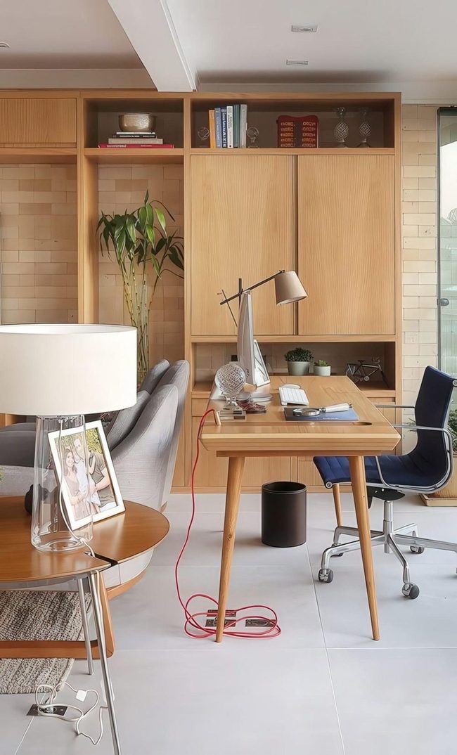 Sunlit Workspace With Green Plants