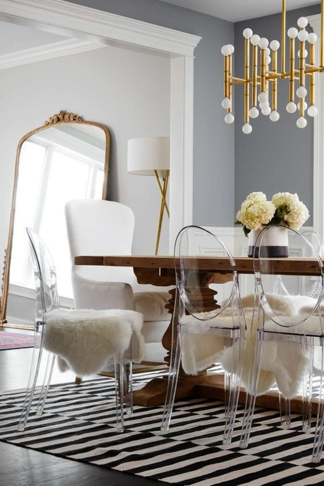 Transparent Chairs With Soft Fur Cushions