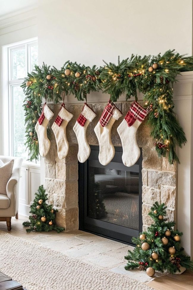 Fresh Evergreen Mantel Display